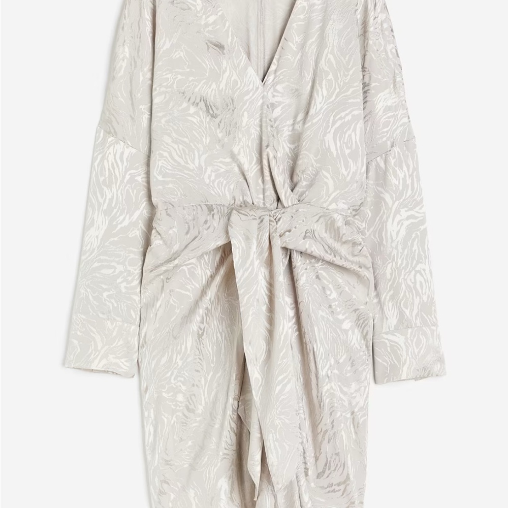 H&M Taupe Jacquard Long Sleeve Dress